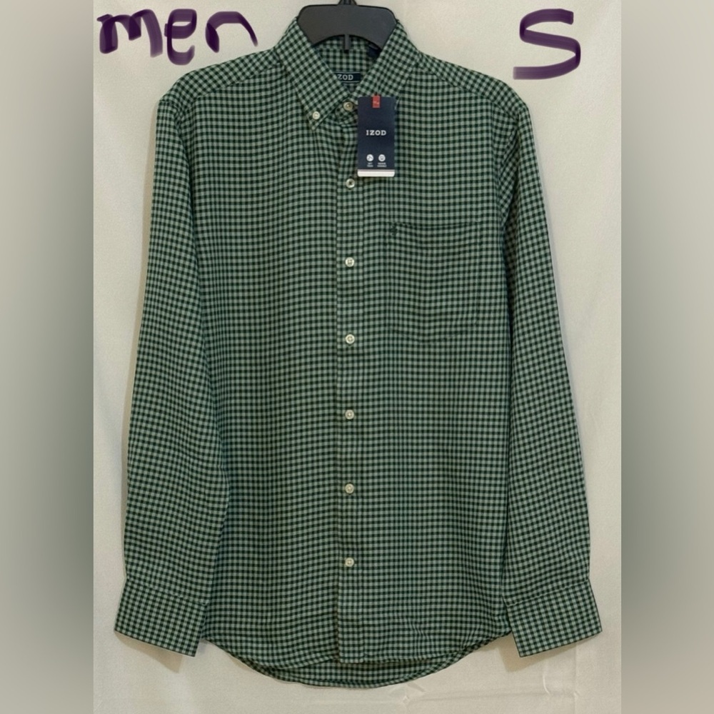 Izod Men's Green Plaid Button-Down Shirt